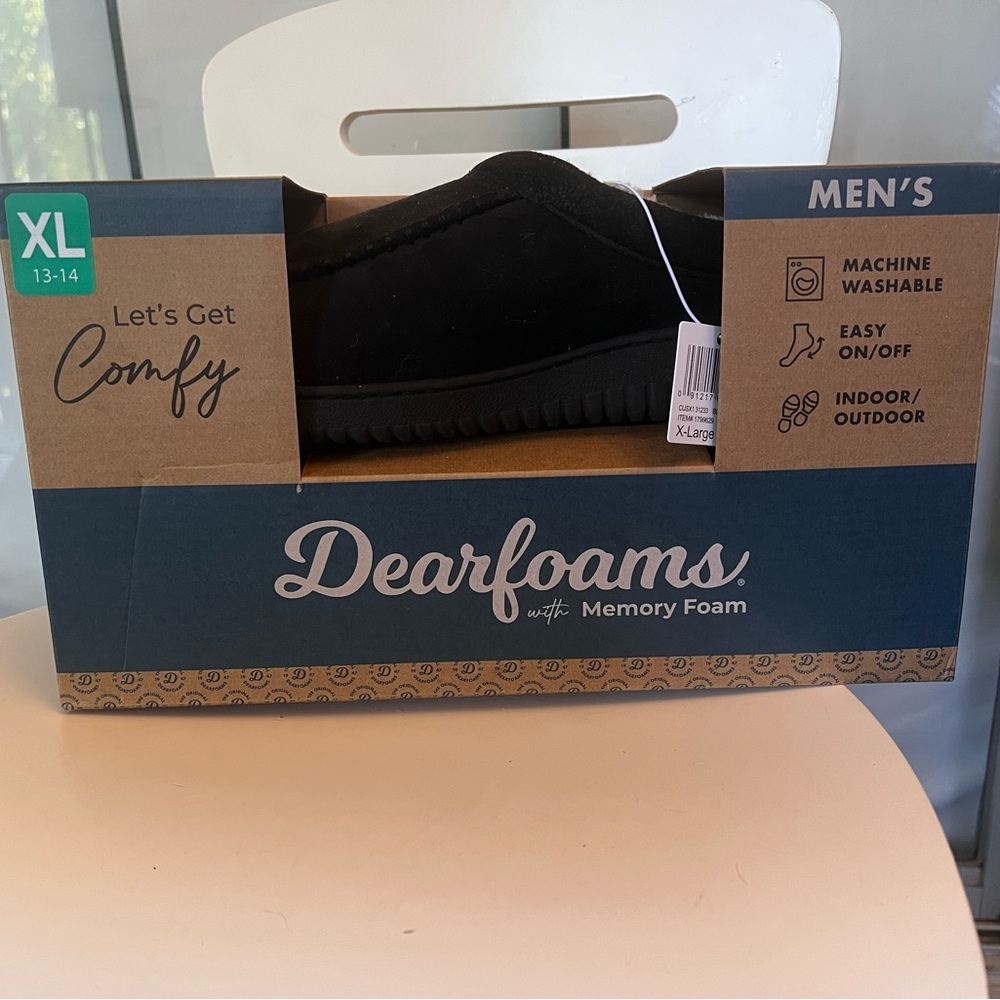 Dearfoams Men's Black Memory Foam Loafers